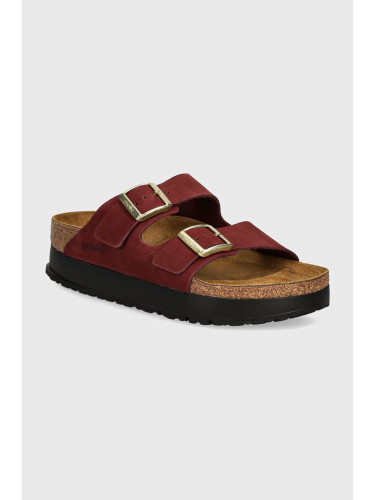 Чехли от набук Birkenstock Arizona Platform Flex Birkenstock x Papillio в бордо с платформа 1028432