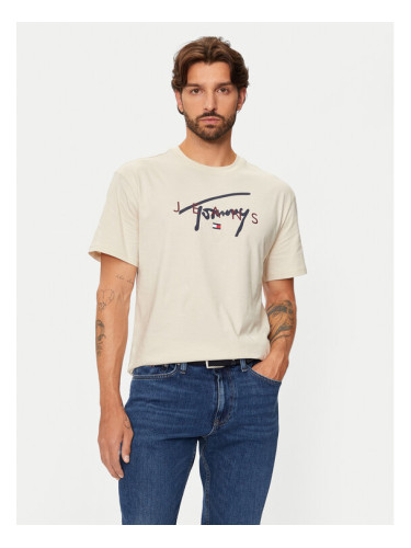 Tommy Jeans Тишърт Signature Twist DM0DM19683 Бежов Regular Fit