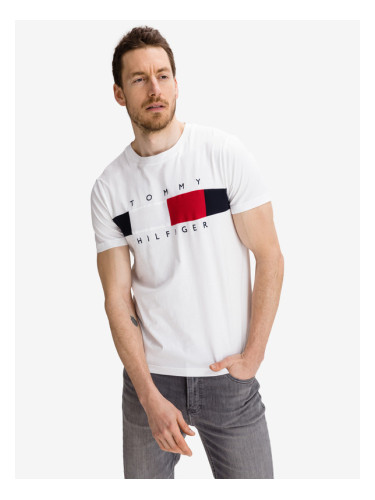 Tommy Hilfiger Textured Flag T-shirt Byal