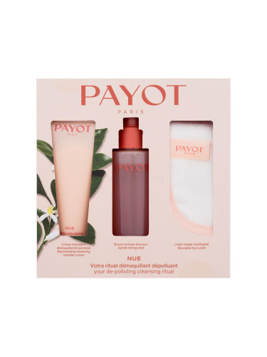 PAYOT Nue De-Polluting Cleansing Ritual Подаръчен комплект мицеларен почистващ крем 75 ml + тонизиращ спрей 100 ml + текстилна кърпичка за отстраняване на грим