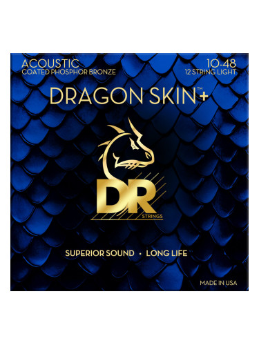 DR Strings Dragon Skin+ Coated Phosphor Bronze 12-String Light 10-48 Струни за акустична китара