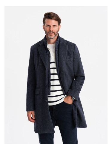 Ombre Unbuttoned men's wool blend coat - graphite