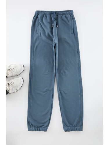 Trendyol Indigo Oversize/Wide Cut Fabric Mix Sweatpants