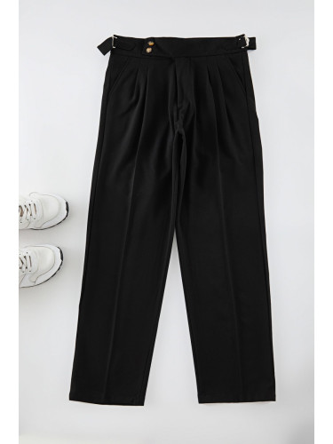 Trendyol Black Double Button Closure Italian Woven Fabric Trousers