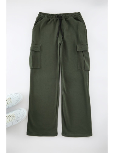 Trendyol Khaki Wide Leg/Wide Cut Cargo Pocket Sweatpants