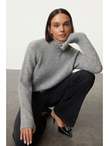 Trendyol Gray Wool High Collar Knitwear Sweater