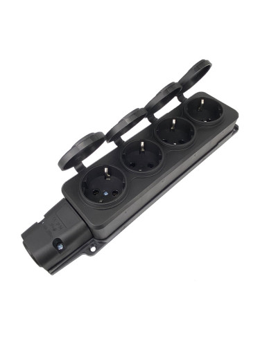 Удължител DLFI 5704, 4 гнезда, 250V, 16A, Влагозащитен, Без кабел, Черен - 17873