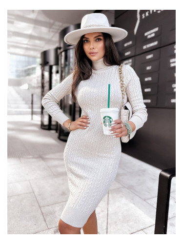 DStreet Sukienka sweterkowa DREAMY jasnobeżowa