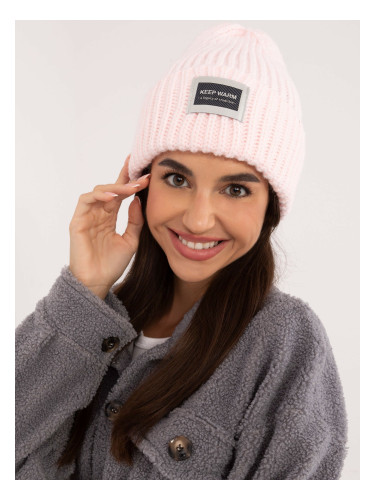 Light pink knitted women's hat RUE PARIS