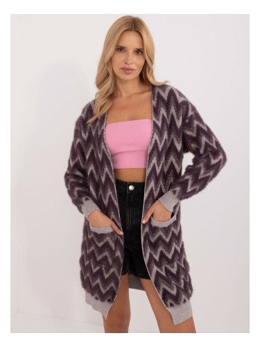 Dark purple women's cardigan without fastening