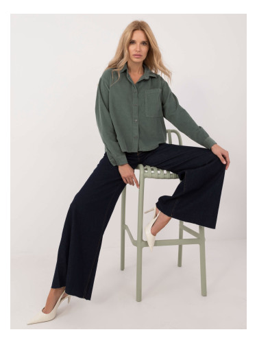 Dark green oversized corduroy button-down shirt SUBLEVEL