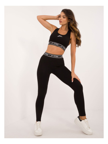 Black high-waisted sports leggings PRO FITNESS