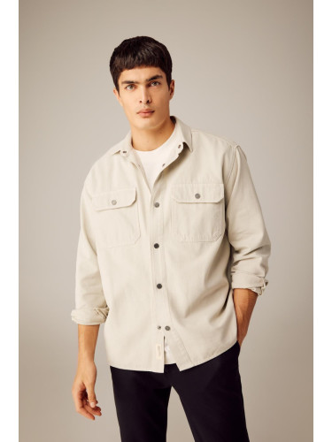 DEFACTO Relax Fit Polo Neck Canvas Shirt