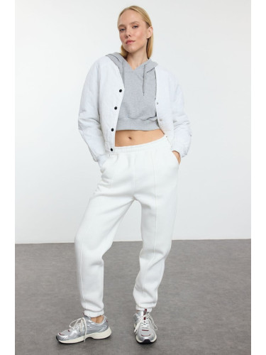 Trendyol Ecru Ribbed Loose Jogger Thick Inside Fleece Knitted Sweatpants