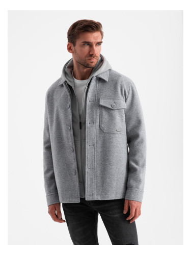 Ombre Men's lightweight fleece jacket with viscose - gray