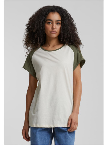 Women's T-shirt Contrast Raglan cream/olive