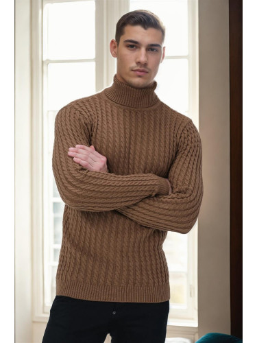 19295 Dewberry Turtleneck Mens Sweater-CINNAMON