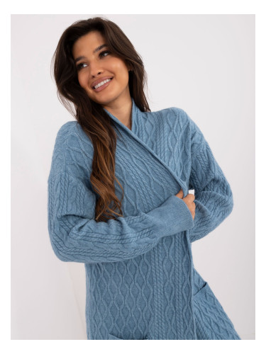 Blue loose cardigan with pockets