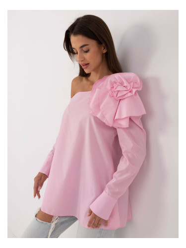 Pink shirt blouse with long sleeves