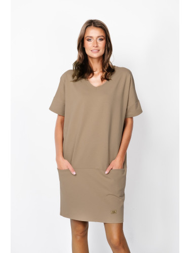 Karina women's tunic with short sleeves - camel