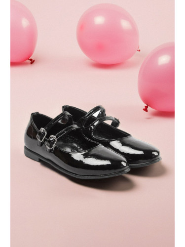 Trendyol Black Double Banded Patent Leather Mary Jane Girls Flats