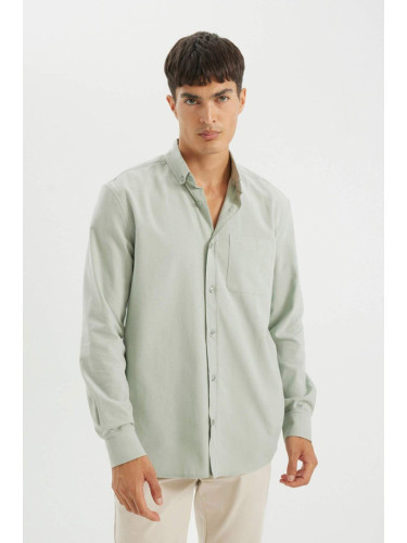 DEFACTO Men's Light Green Regular Fit Regular Fit Oxford Cotton Long Sleeve Shirt A8028Ax24Au