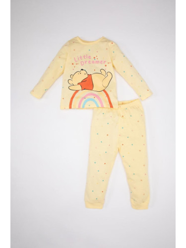 DEFACTO Baby Girl Disney Winnie The Pooh Long Sleeve Combed Cotton Pajama Set