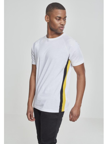 Men's T-shirt Raglan with side stripe white/black/yellow