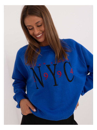 Dark blue sweatshirt without hood with embroidery