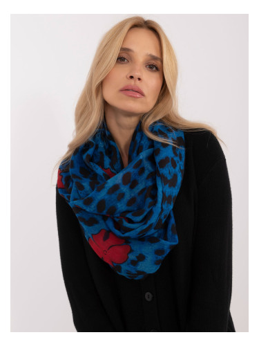 Dark blue women's scarf with leopard print