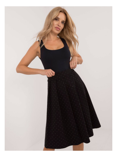 Black pleated midi skirt