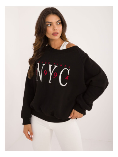 Black women's sweatshirt without hood with insulation