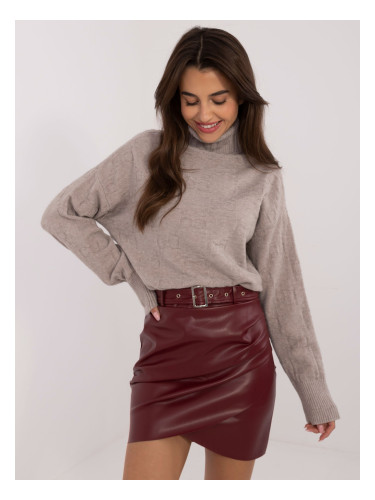 Internet Wholesale Women's Mini Skirt Burgundy Made of Eco Leather