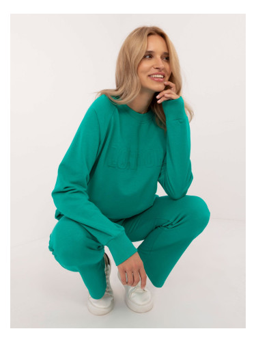 Green women's tracksuit with oversize sweatshirt