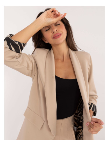 Beige jacket with animal print lining