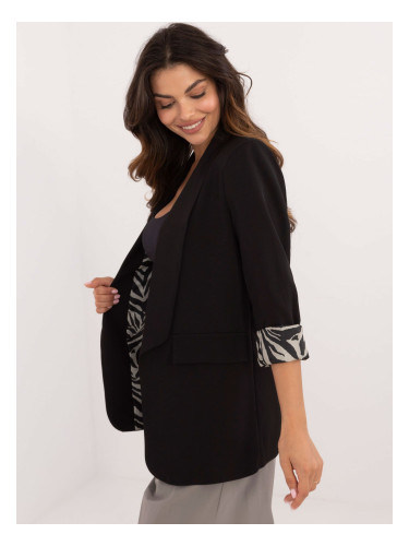 Black women's blazer with ribbed print lining