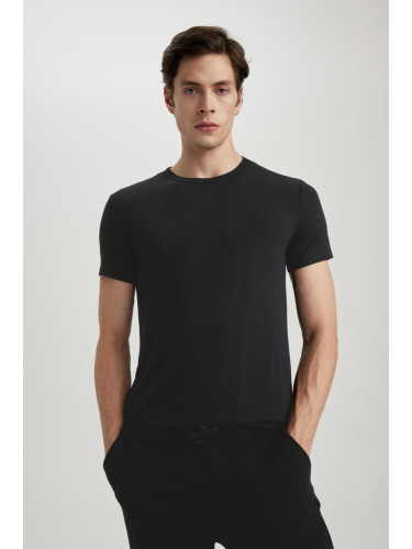 DEFACTO Premium Slim Fit Crew Neck Short Sleeve Modal Top