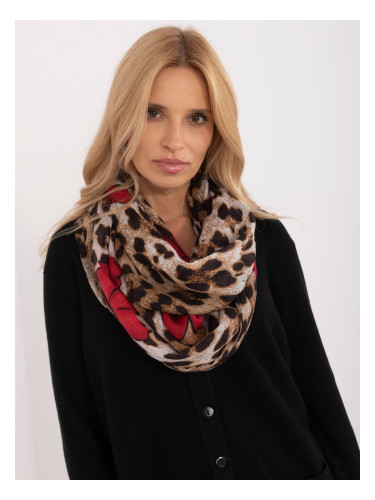 Beige women's scarf with animal print