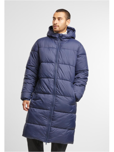 Men's long quilted navy coat