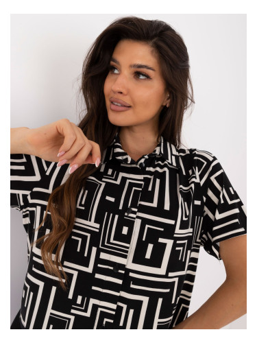 Black blouse with geometric pattern