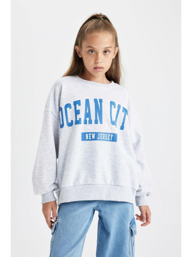 DEFACTO Girls Oversize Fit Crew Neck Sweatshirt