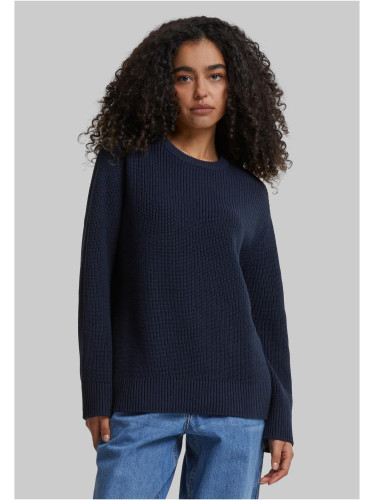 Women's ribbed knitted sweater navy