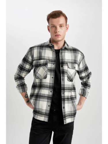 DEFACTO Relax Fit Checked Cotton Long Sleeve Shirt