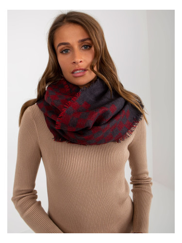 Dark grey and red women's knitted scarf