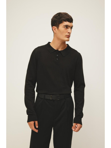 DEFACTO Black Slim Fit Slim Cut Polo Neck Basic Plain Knitwear Sweater