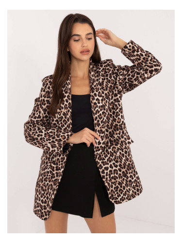 Beige and black blazer with animal print