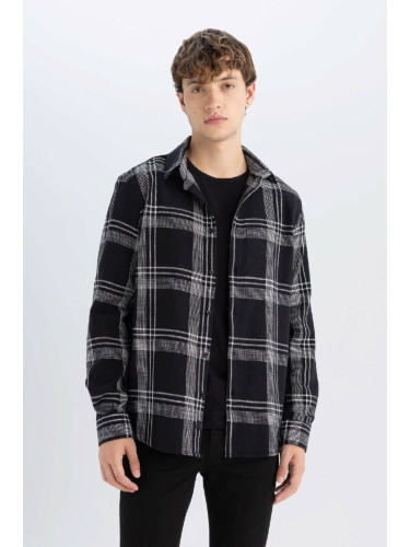 DEFACTO Regular Fit Cotton Long Sleeve Plaid Shirt