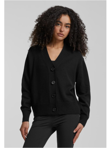 Women's ribbed cardigan with buttons black