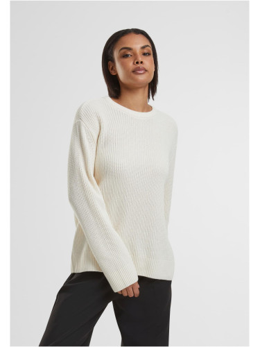 Women's ribbed knitted sweater cream