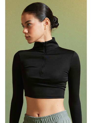 DEFACTO Fit Slim Fit Zippered Stand Collar Long Sleeve T-Shirt